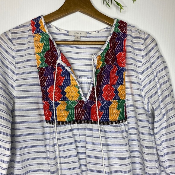 J.Crew - Women’s Embroidered Stripped Tunic Top - Picture 4 of 7